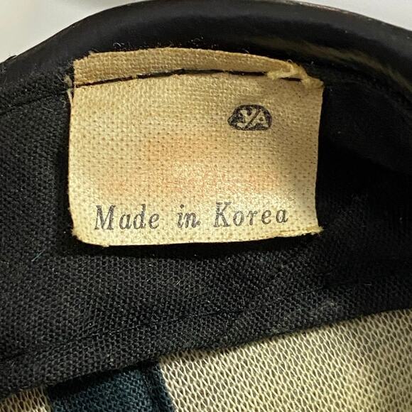 VTG CAT Diesel Power Leather Hat Black Yellow Patch Adjustable - Picture 5 of 9